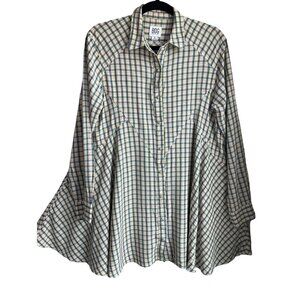 BDG Sz. Small Shirt Flowy Dress Western Plaid Pearl Button Oversized pockets